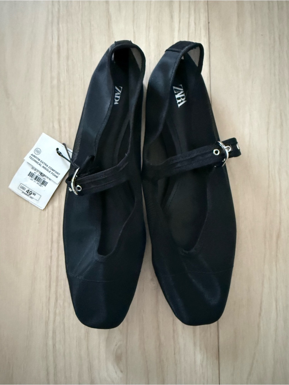 ZARA Black Mary Jane Slingback Flats